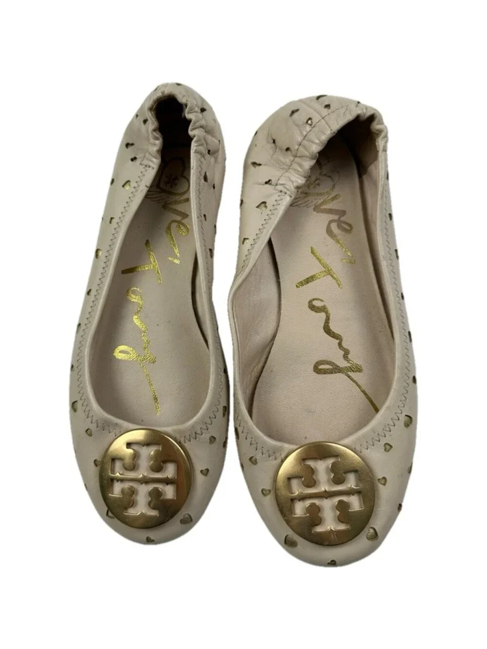 Tory Burch Minnie Travel Ballet Cutout Hearts Leather LIMITED EDITION Women Sz 6